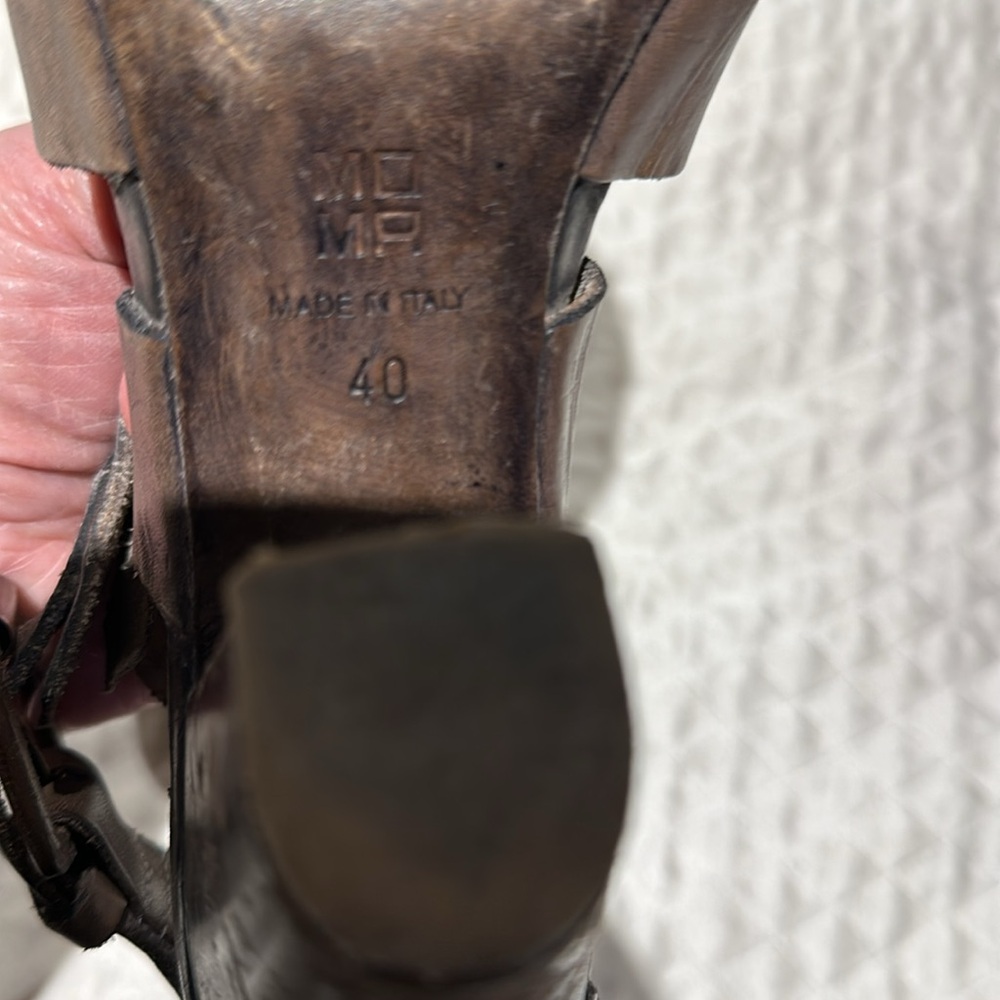 MOMA gray Leather Sandals - Picture 9 of 11